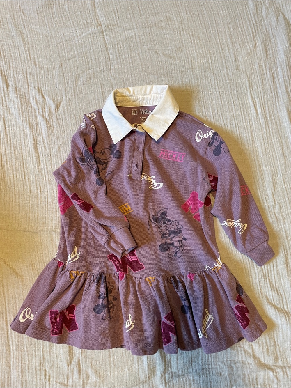 GAP Lavender Polo Dress with White Collar and Pink Accents